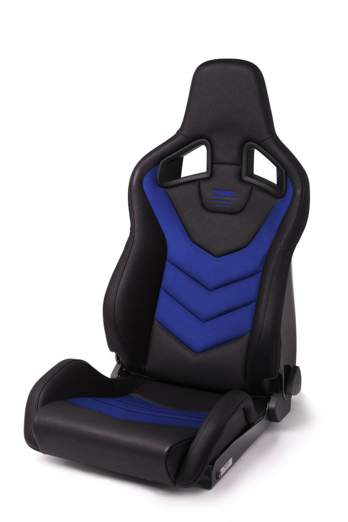 Recaro Sportster GT with 5-point belt Sub-Hole Passenger Seat - Black Vinyl/Blue Suede