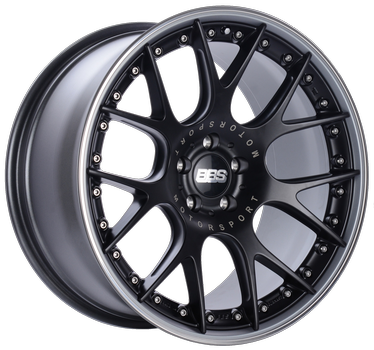 BBS CH-RII 7202 - 22x10.5 5x112 ET20 Satin Black Center Platinum Lip SS Rim Protector Wheel - 82mm PFS Req.