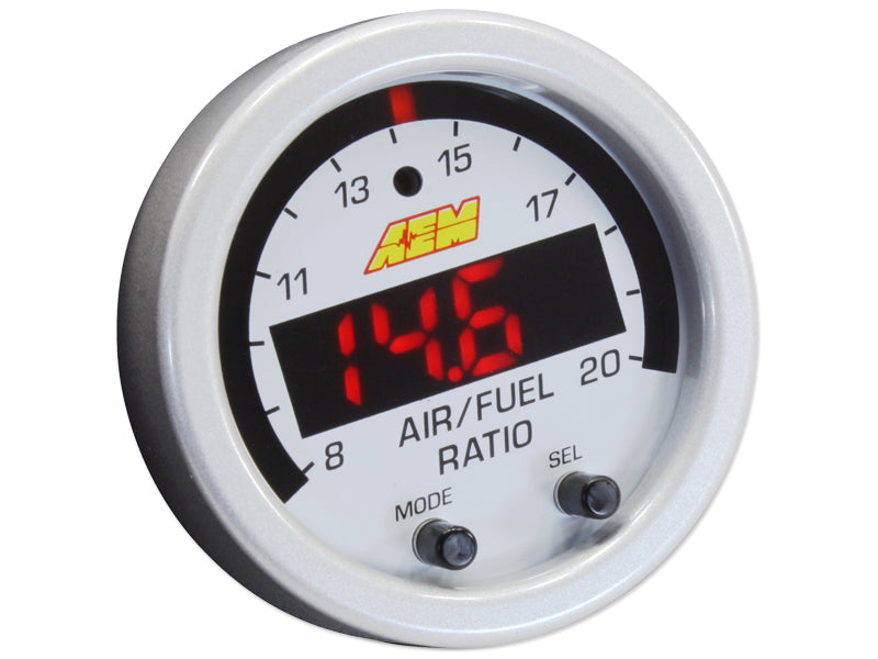 AEM X-Series Wideband UEGO AFR Sensor Controller Gauge Accessory Kit - Silver Bezel / White Faceplate