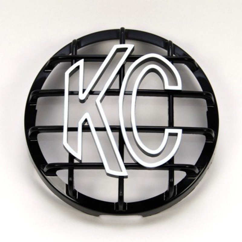 KC HiLiTES - 6in. Round ABS Stone Guard for SlimLite/Daylighter Lights (Single) - Black/White KC Logo