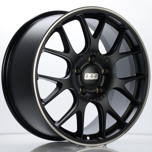 BBS CH-R 108 19x8.5 5x130 ET51 CB71.6 Satin Black Polished Rim Protector Wheel w/ Motorsport Etching