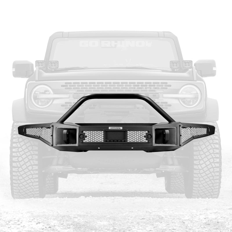 Go Rhino - Rockline Winch-Ready Front Stubby Bumper With Overrider For Ford Bronco