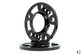 A 3/4 view of the Future Classic BMW wheel spacer machine work, pocketing, lug bolt holes, and hub bolt hole provisions